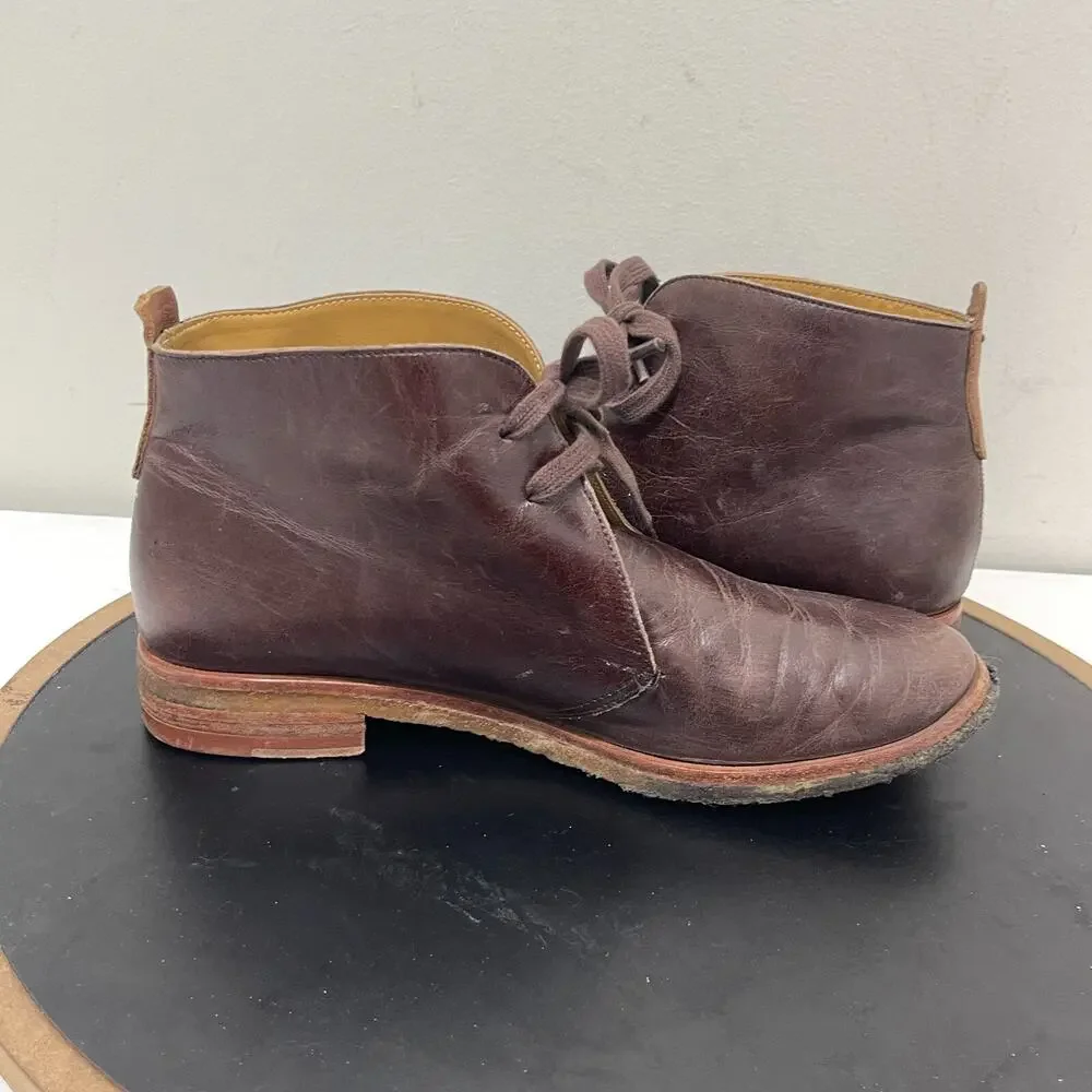 Bernardo Chukka Boots Men 9 Brown Leather Ankle Lace Up Desert Crepe Sole Preppy
